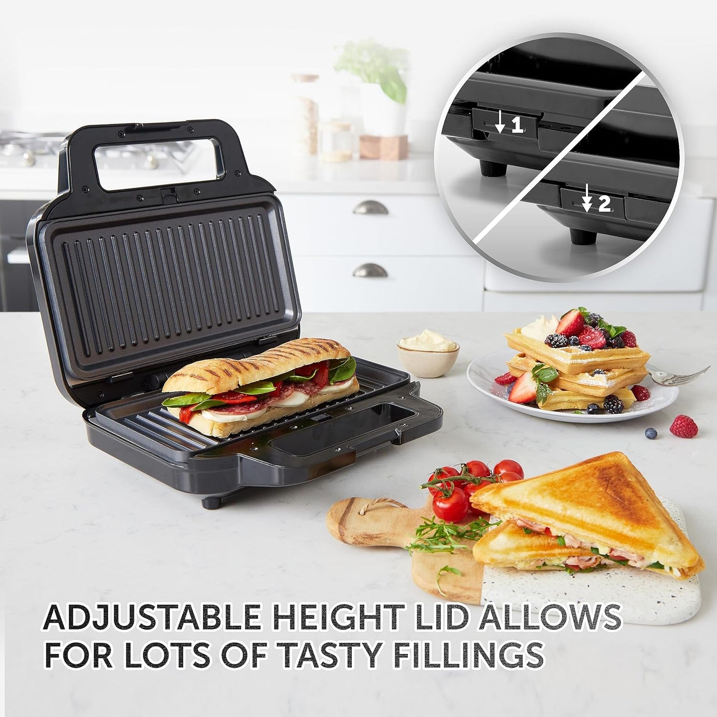 Breville 3-in-1 Ultimate Snack Maker | Deep Fill Toastie Maker, Waffle Maker & Panini Press | Removable Non-Stick Plates | Black & Stainless Steel