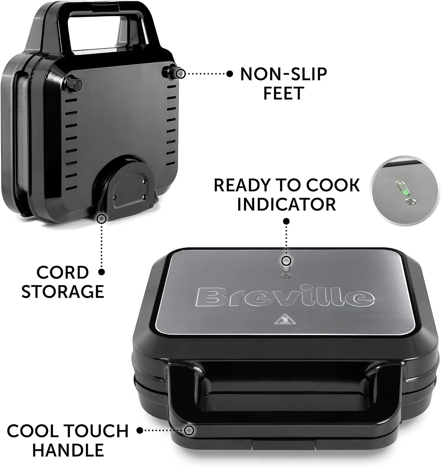 Breville 3-in-1 Ultimate Snack Maker | Deep Fill Toastie Maker, Waffle Maker & Panini Press | Removable Non-Stick Plates | Black & Stainless Steel