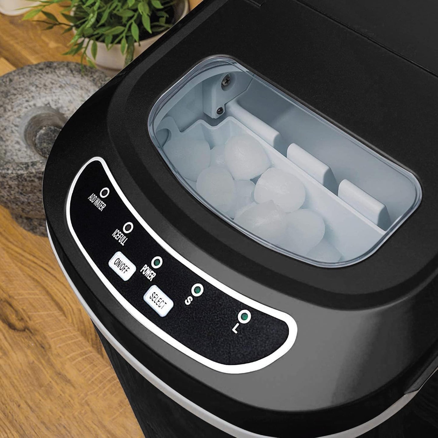 Andrew James Ice Maker Machine, 2.2L, Portable Countertop Ice Machine for Home, Electric Ice Dispenser with Scoop and Basket, Self Cleaning, Small or Large Ice Cubes