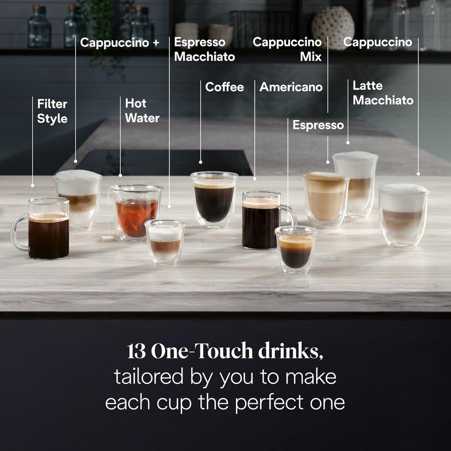 De'Longhi Magnifica Evo Next Perfetto Automatic Coffee Machine with LatteCrema Automatic Milk Frothing, 13 One Touch Drinks