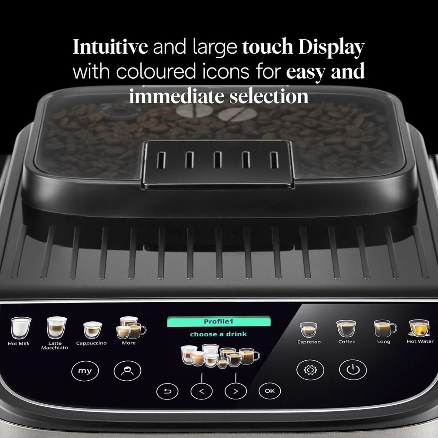 De'Longhi Magnifica Evo Next Perfetto Automatic Coffee Machine with LatteCrema Automatic Milk Frothing, 13 One Touch Drinks