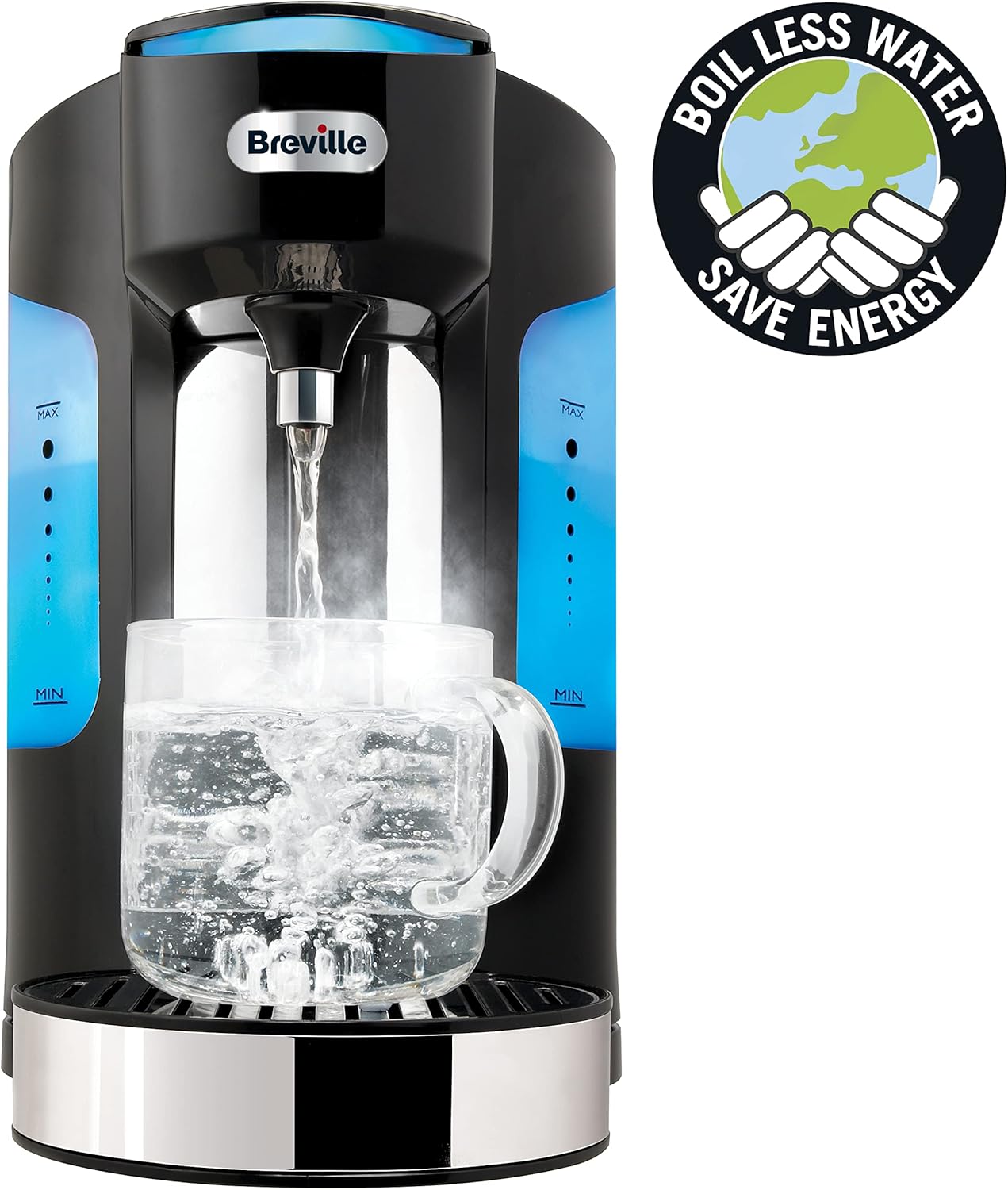 Breville HotCup Hot Water Dispenser with Variable Dispense, 2.0 Litre, 3kW Fast Boil, Gloss Black (VKJ318)