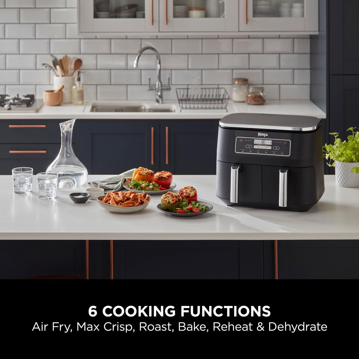 Ninja Foodi Dual Zone Digital Air Fryer with 2 Drawers, 7.6L, 6 in 1, Uses No Oil, Air Fry