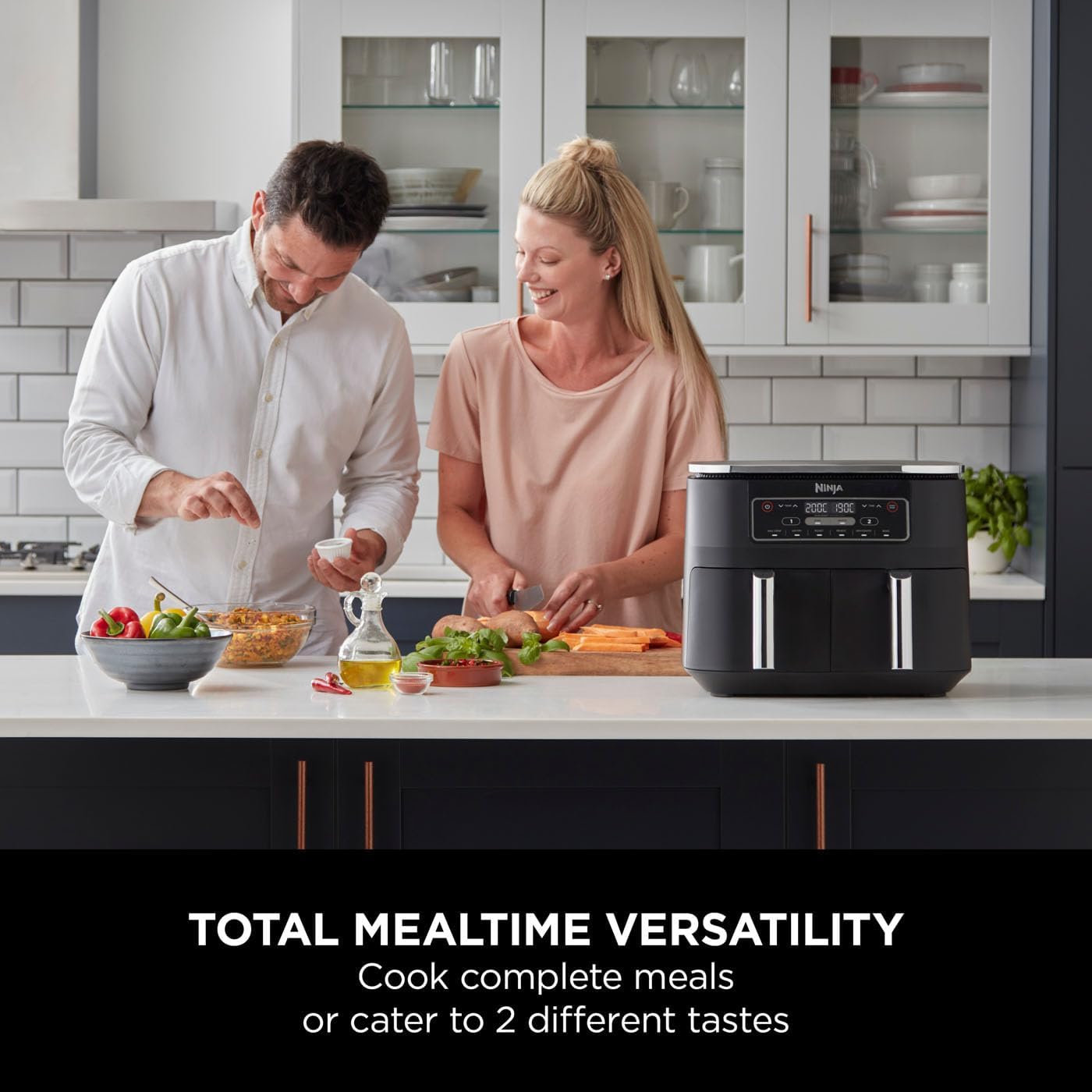 Ninja Foodi Dual Zone Digital Air Fryer with 2 Drawers, 7.6L, 6 in 1, Uses No Oil, Air Fry