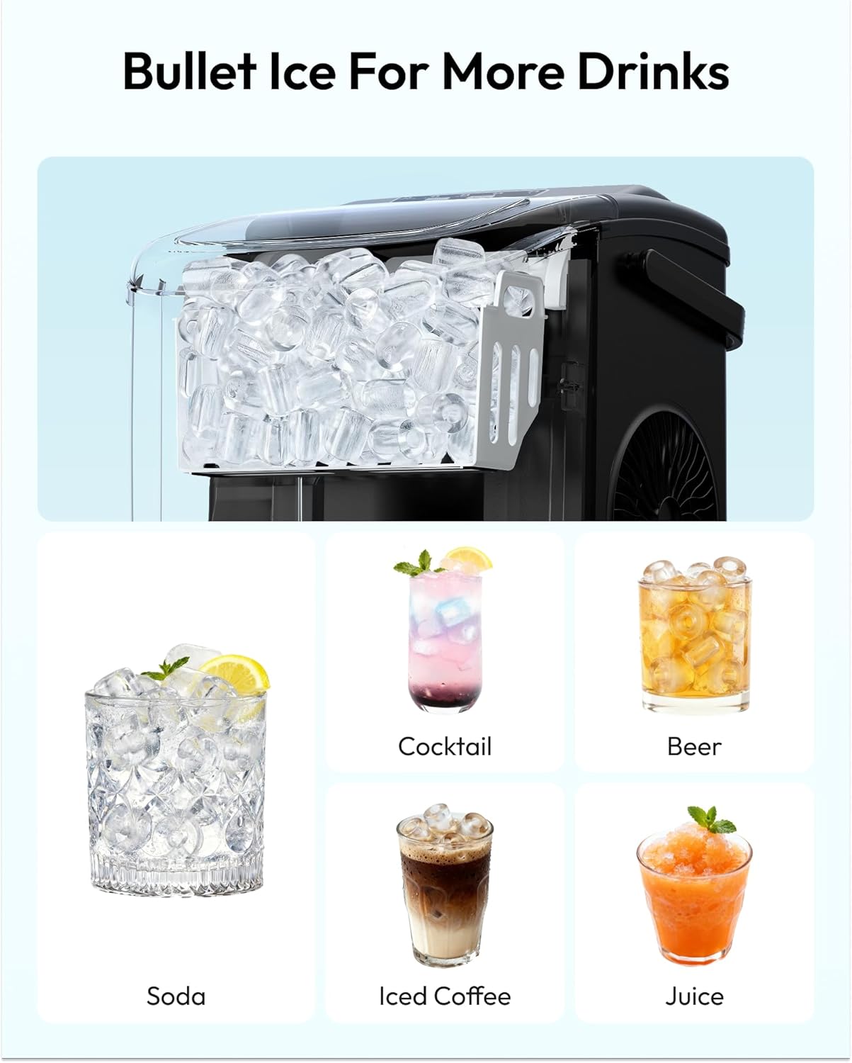 EUHOMY Ice Maker Machine, Countertop Ice Cube Maker with Self Cleaning Function, 9 Cubes in 6 Minutes, Portable Ice Cube Maker with Ice Scoop and Basket for Home,