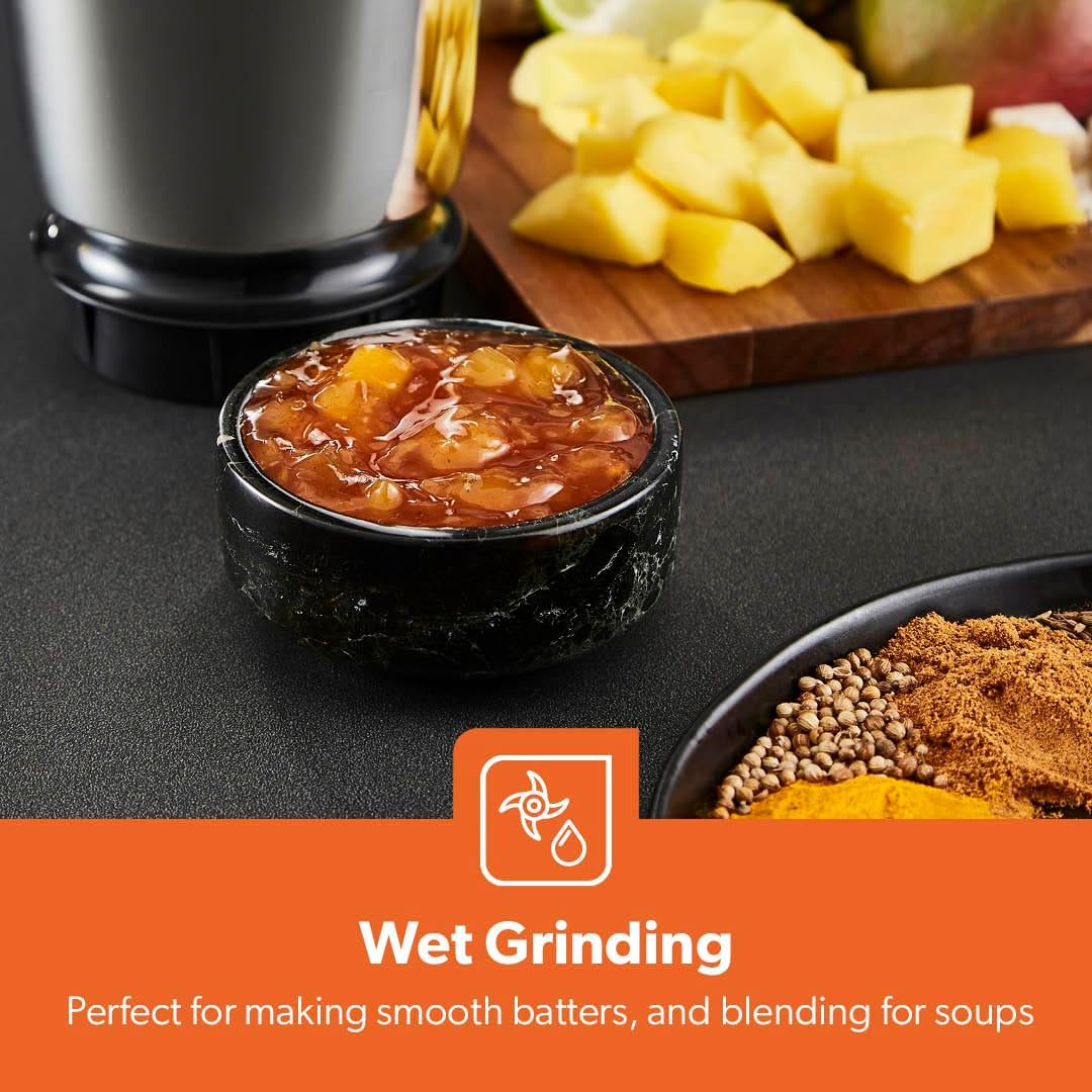 GEEPAS 600W 3 in 1 Mixer Grinder with Stainless Steel Jars and Blades, 3 Speed Control