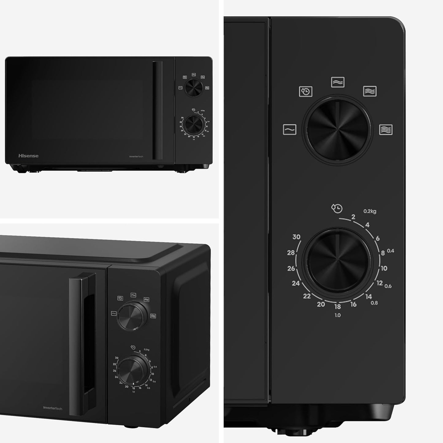 Hisense 700W 20 Litre Inverter Microwave Oven, Black, Automatic Defrost, 5 Power Levels, Easy Clean, Freestanding