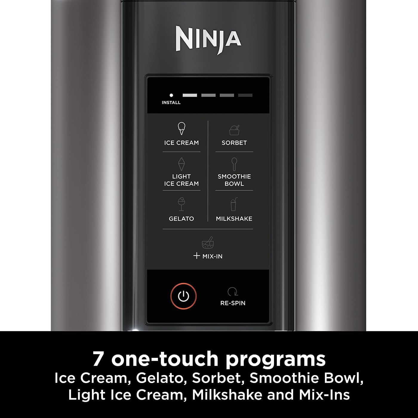 Ninja CREAMi Ice Cream Maker and Frozen Dessert Maker with 3 Tubs, 7 Programs, Makes Ice Cream, Gelato, Sorbet, Smoothie Bowl, Milkshakes and More, Black and Silver, Makes 1.4L of Ice Cream