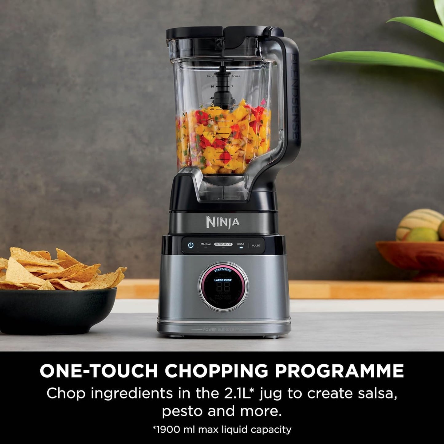 Ninja Detect Power Blender Pro, 1200W with 2L Jug and 1900ml Max Liquid Capacity, Powerful Blender for Smoothies, Chopping Vegetables and Mixing Frozen Drinks, Black