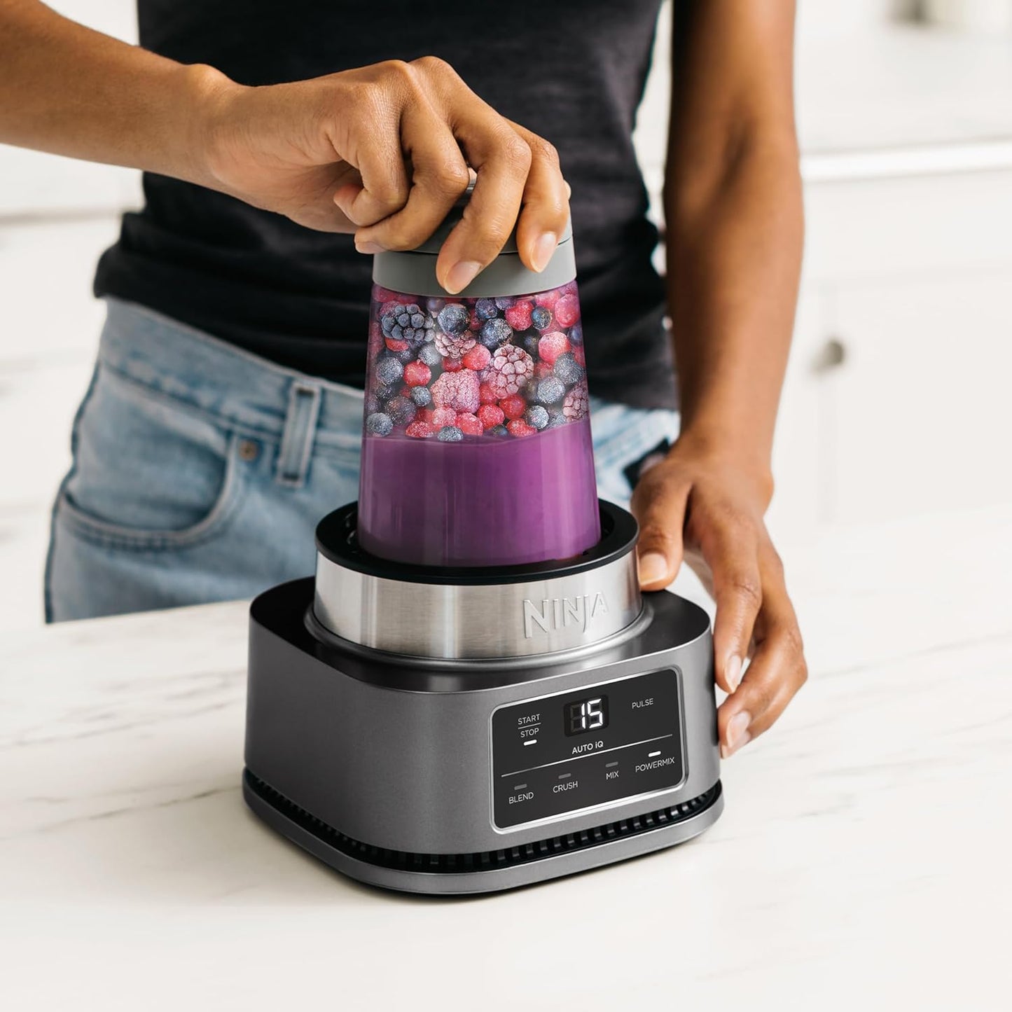 Ninja Foodi Power Nutri Blender 2 in 1, Blend Smoothie Bowls, Thick Spreads and Frozen Drinks, Automatic Programs, 700ml Cup and 400ml Bowl with Power Paddle
