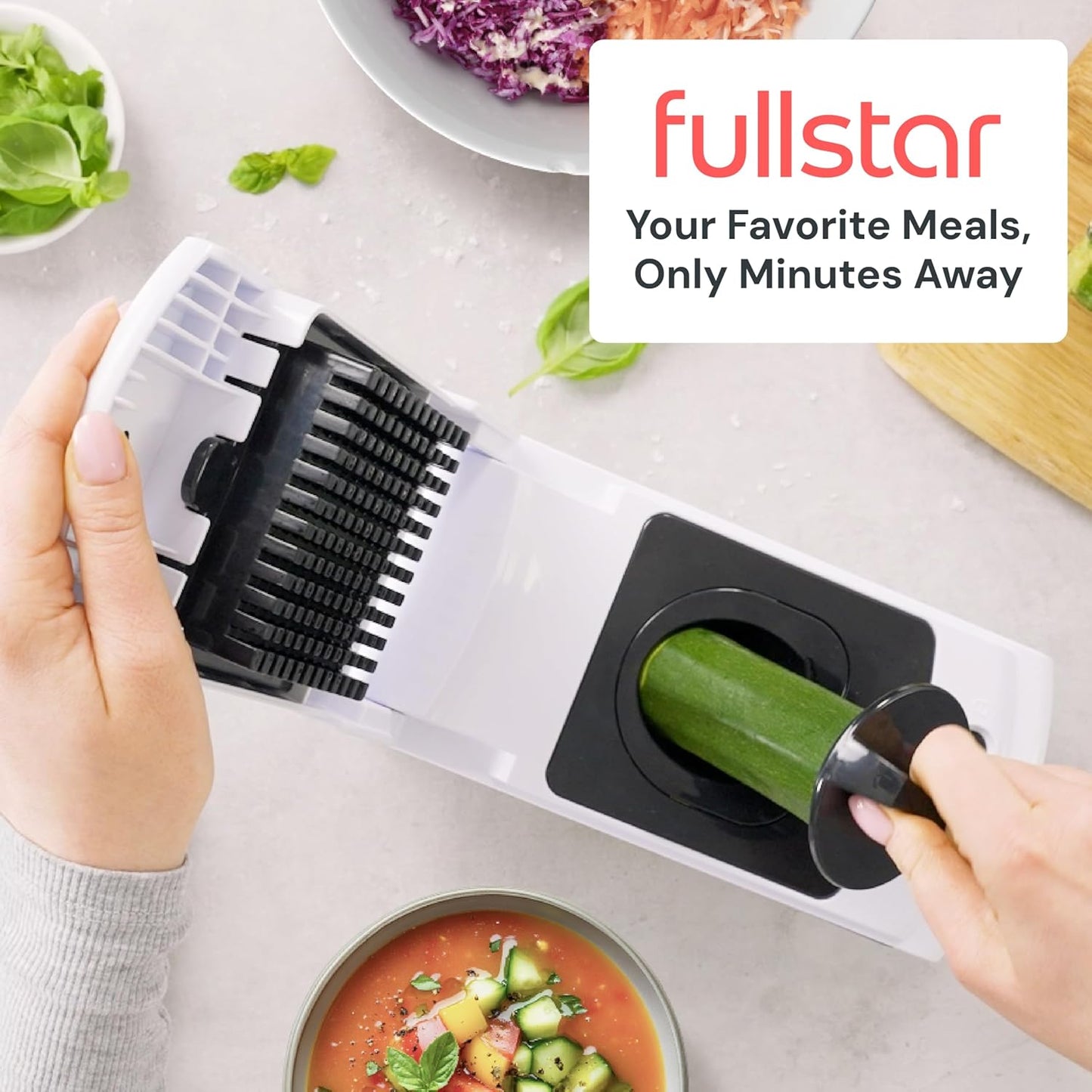 Fullstar PRO Original Vegetable Chopper and Spiraliser with 4 Stainless Steel Blades, Dicer and Veg Cutter, BPA Free and Dishwasher Safe