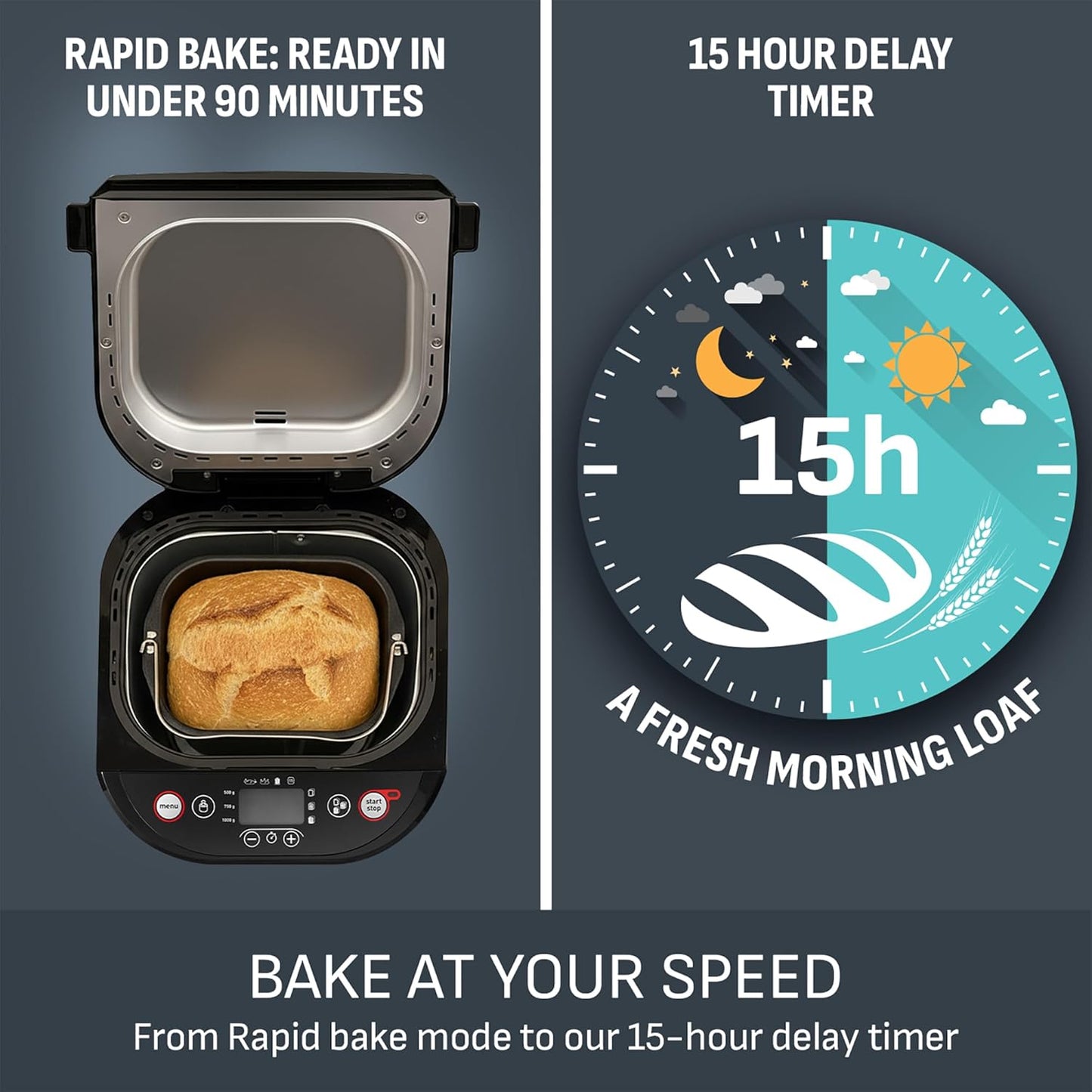Tefal Breadmaker with Yoghurt Pot Accessory, 15 Hour Delay Start, 20 Auto Programs, Gluten Free, Sourdough, Pizza Dough, Porridge, Brioche, Crust Settings