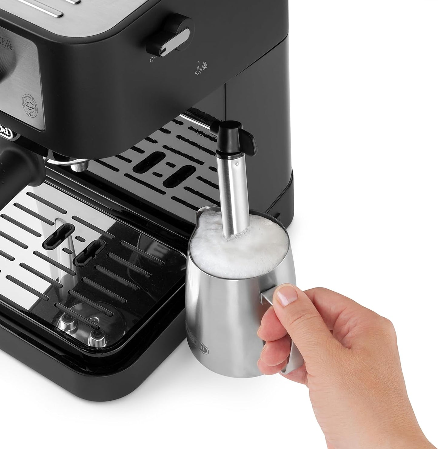 De'Longhi Manual Coffee Machine Stilosa EC260.CR, 15 Bar Pressure, Cappuccino System, Automatic Switch Off, Compatible with ESE Pods, 2 Level Tray, 1L Capacity, Cream
