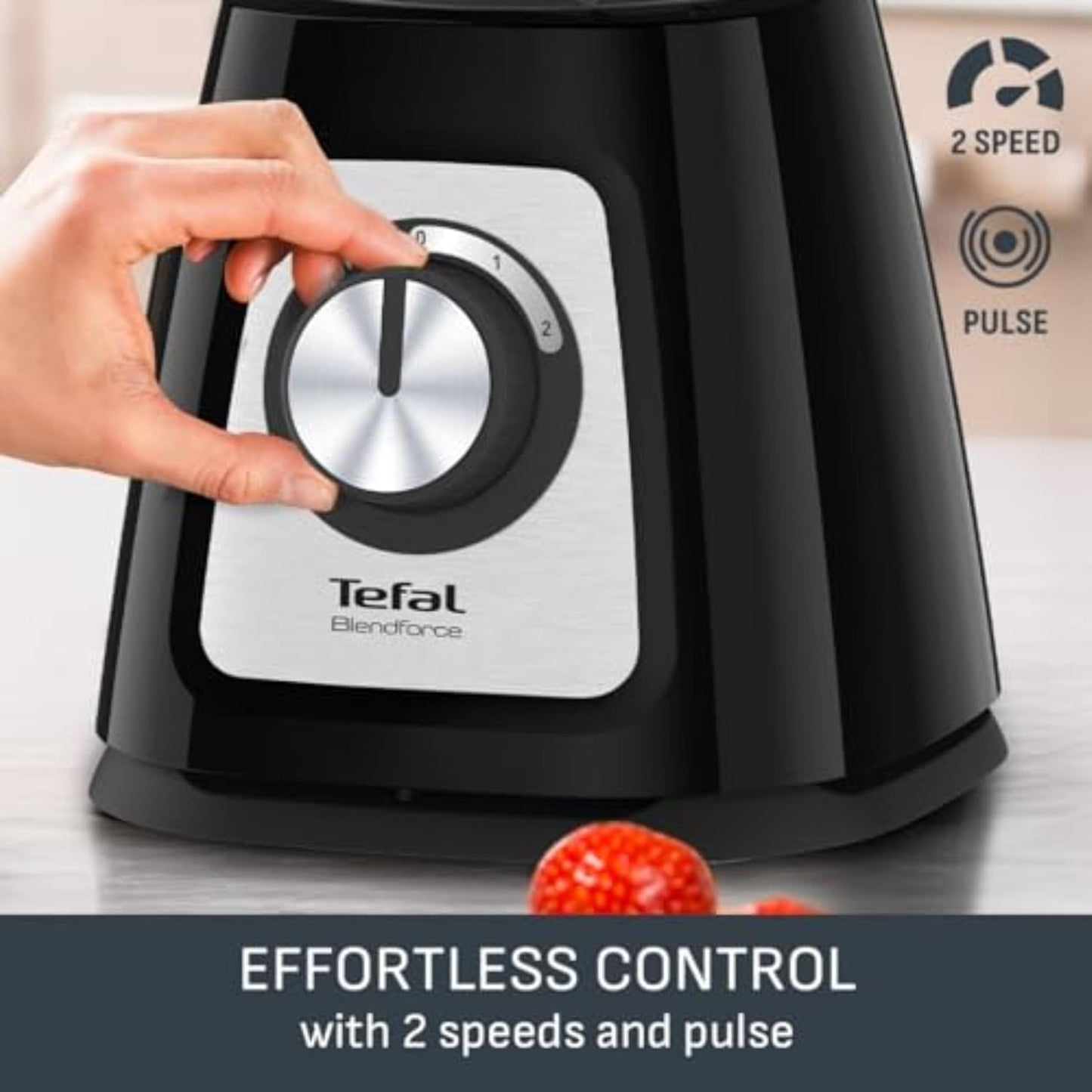 Tefal Blendforce II Blender with 2L Glass Jug and 1.25L Effective Capacity, 800W, Removable Powelix Blades, Smoothie Blender, Ice Crush, 2 Speeds Plus Pulse, Black