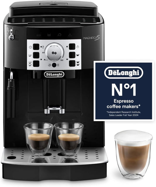 De'Longhi Magnifica S Automatic Bean to Cup Coffee Machine, Espresso and Cappuccino Maker, Black and Silver, 3 Drinks