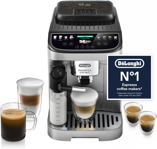 De'Longhi Magnifica Evo Next Perfetto Automatic Coffee Machine with LatteCrema Automatic Milk Frothing, 13 One Touch Drinks