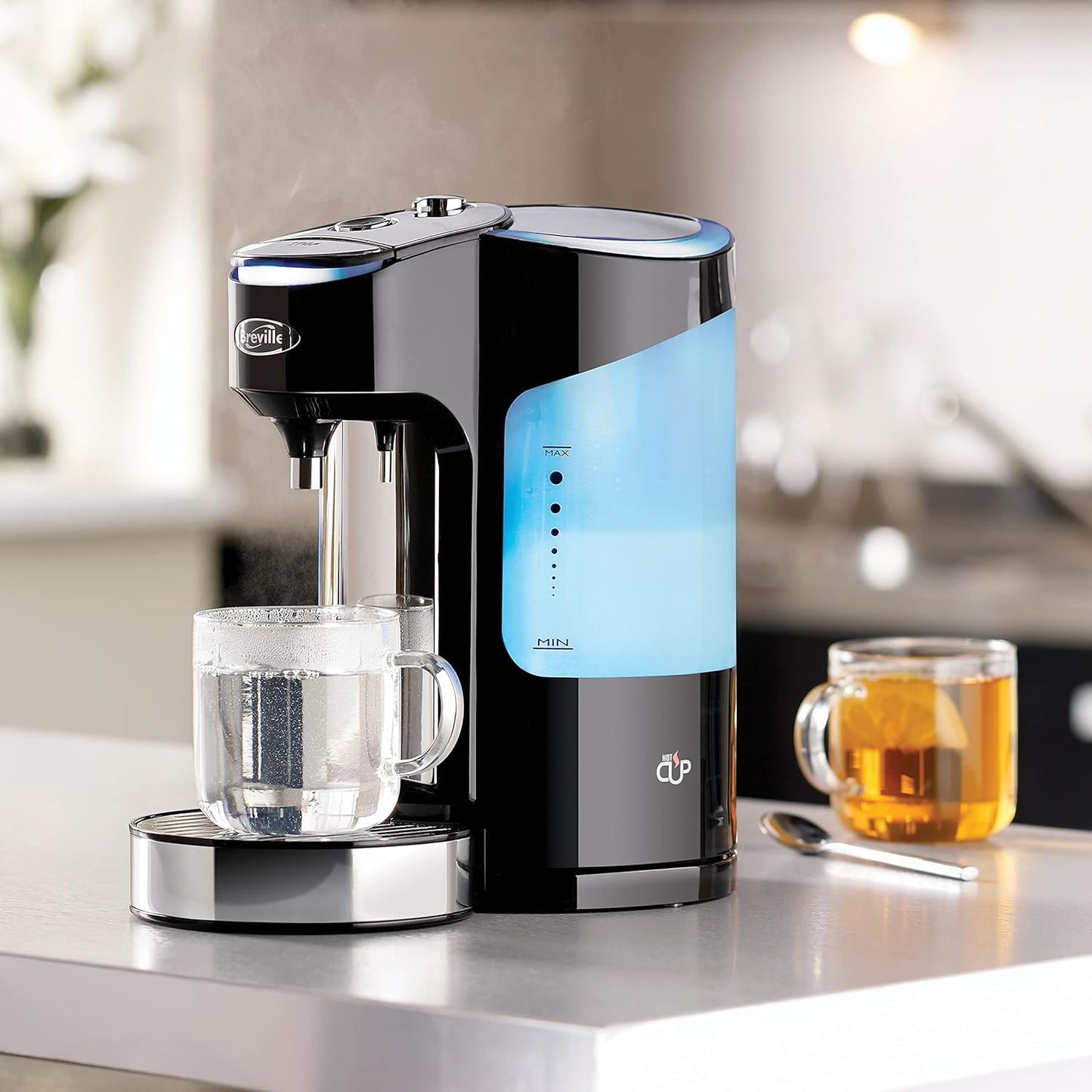 Breville HotCup Hot Water Dispenser with Variable Dispense, 2.0 Litre, 3kW Fast Boil, Gloss Black (VKJ318)
