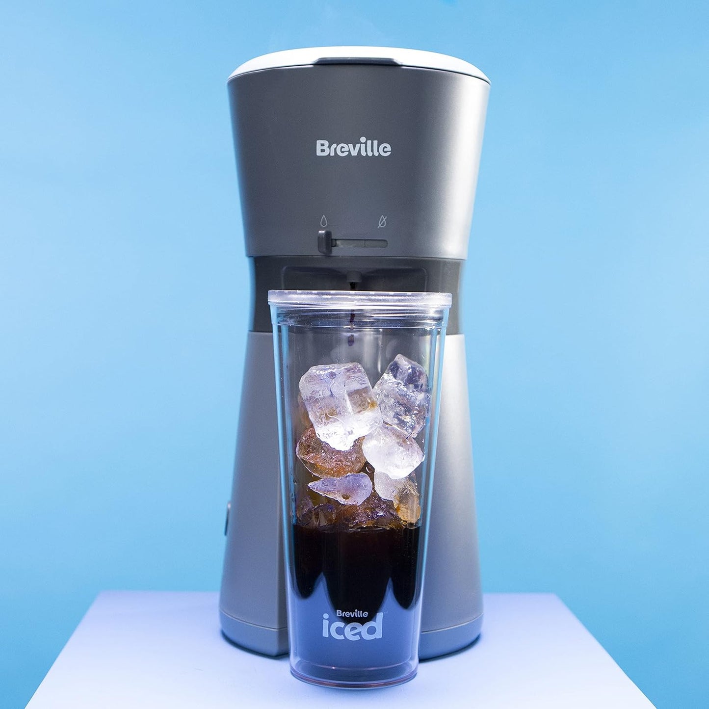 Breville Iced Coffee Maker | Single Serve Iced Coffee Machine Plus Coffee Cup with Straw | Ready in Under 4 Minutes | Grey