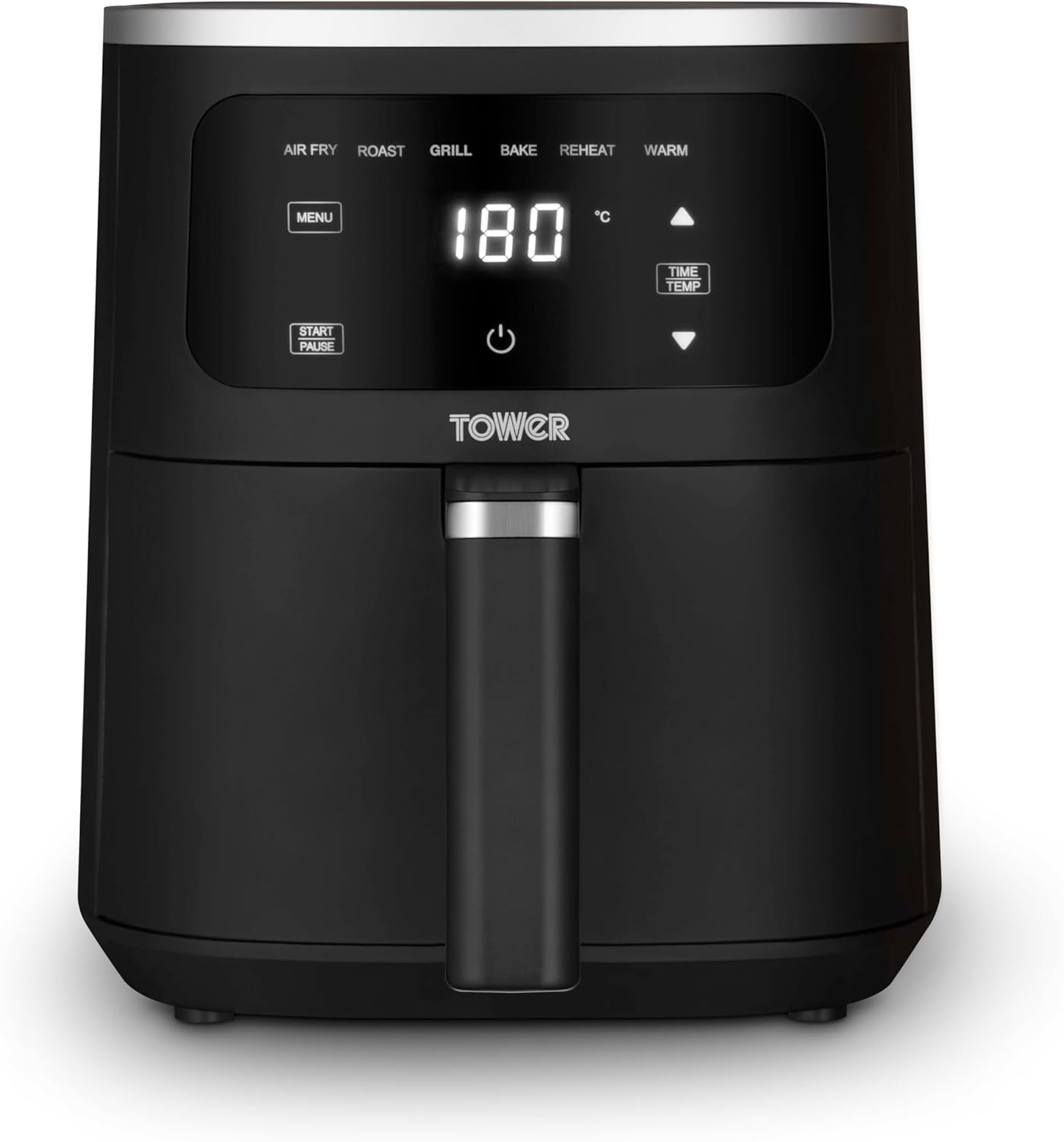 Tower Digital Single Basket Air Fryer, 4L Capacity, Overheat Protection, 1300W, Black, Medium, T17205AFR
