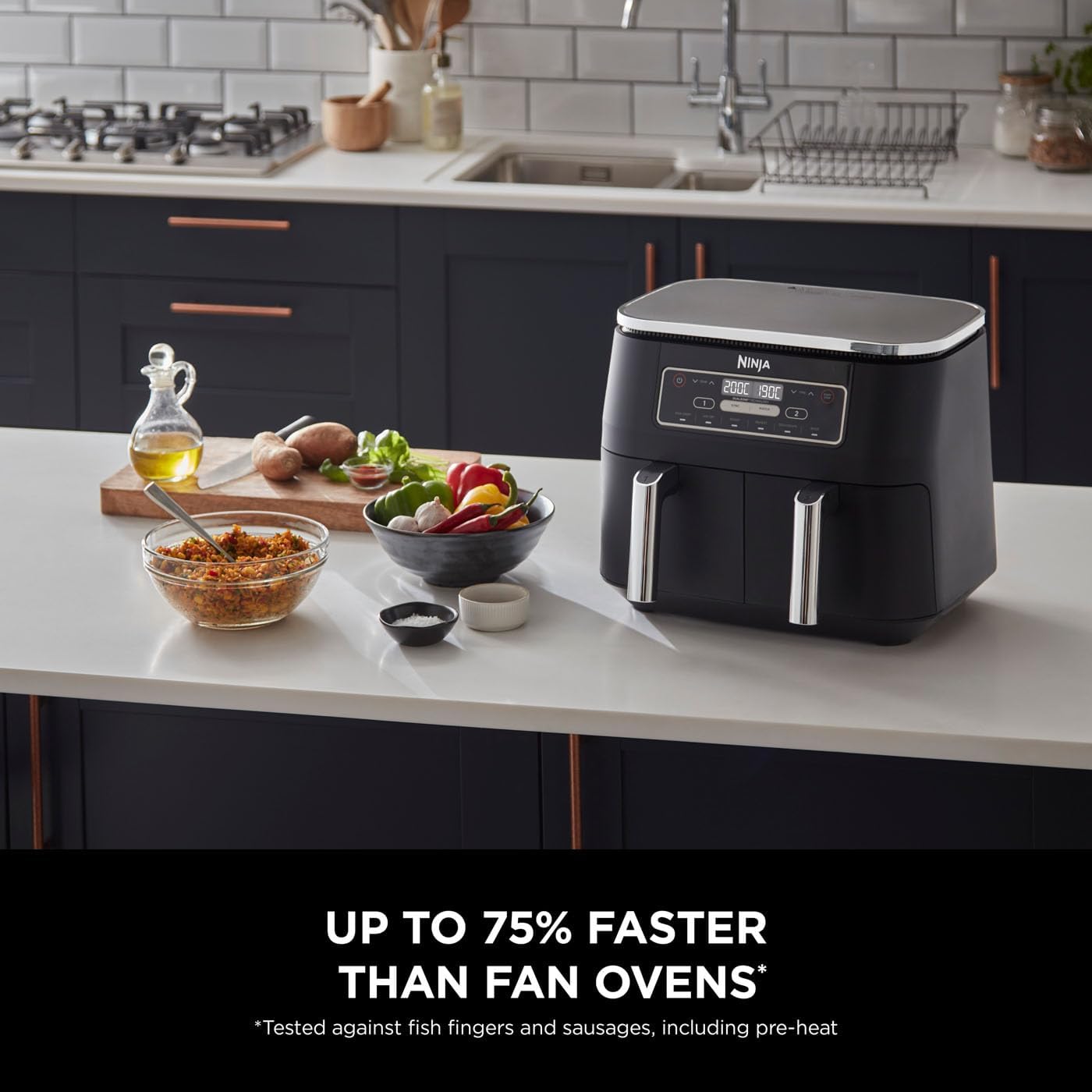 Ninja Foodi Dual Zone Digital Air Fryer with 2 Drawers, 7.6L, 6 in 1, Uses No Oil, Air Fry