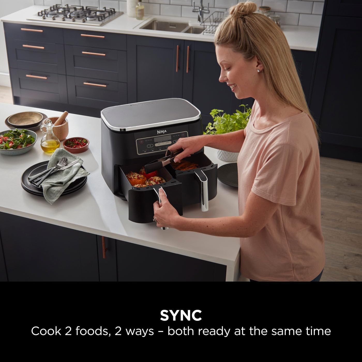 Ninja Foodi Dual Zone Digital Air Fryer with 2 Drawers, 7.6L, 6 in 1, Uses No Oil, Air Fry