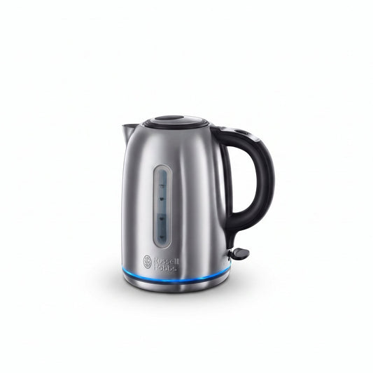 Russell Hobbs Brushed Stainless Steel Electric 1.7L Cordless Kettle (Quiet & Fast Boil 3KW, Removable washable anti-scale filter, Push button lid, Perfect pour spout)