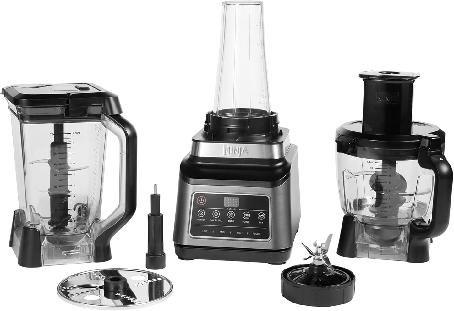 Ninja 3-in-1 Food Processor and Blender with 5 Automatic Programs: Blend, Max Blend, Chop, Mix and Puree — 1.8L Bowl, 2.1L Jug, 700ml