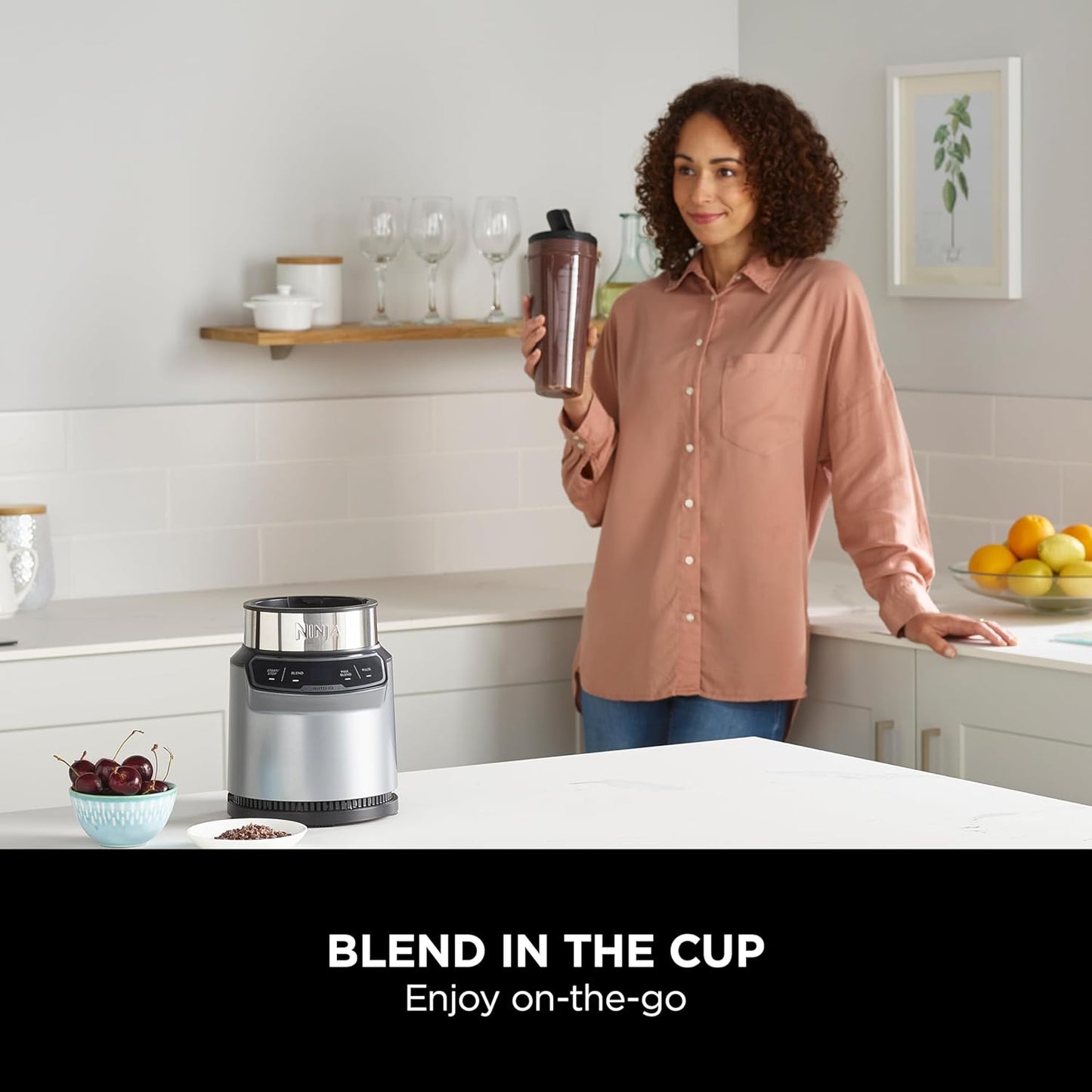 Ninja Blender BN500U 1000W Personal Smoothie Blender with Auto-iQ Technology, 700ml BPA-Free Cup, Stainless Steel Blades, One-Touch Controls, Dishwasher Safe, Grey/Silver