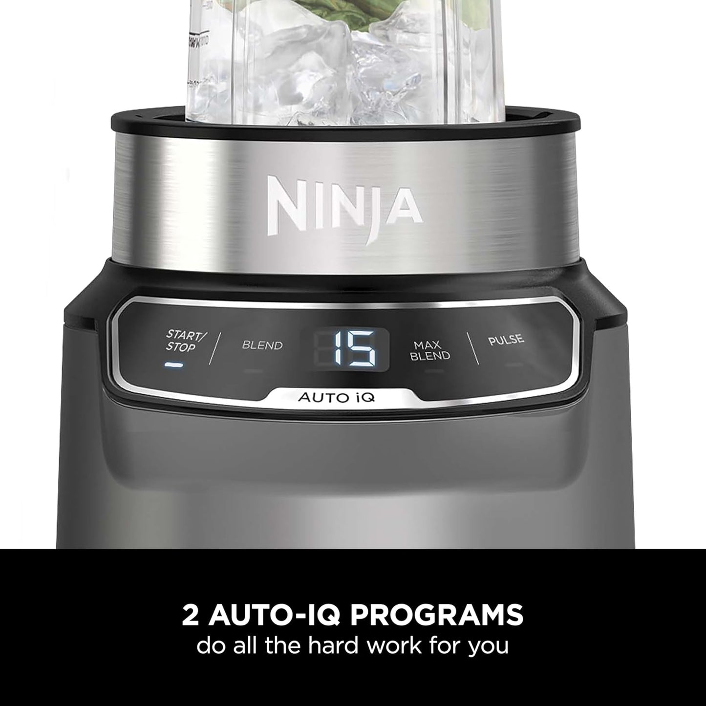 Ninja Blender BN500U 1000W Personal Smoothie Blender with Auto-iQ Technology, 700ml BPA-Free Cup, Stainless Steel Blades, One-Touch Controls, Dishwasher Safe, Grey/Silver