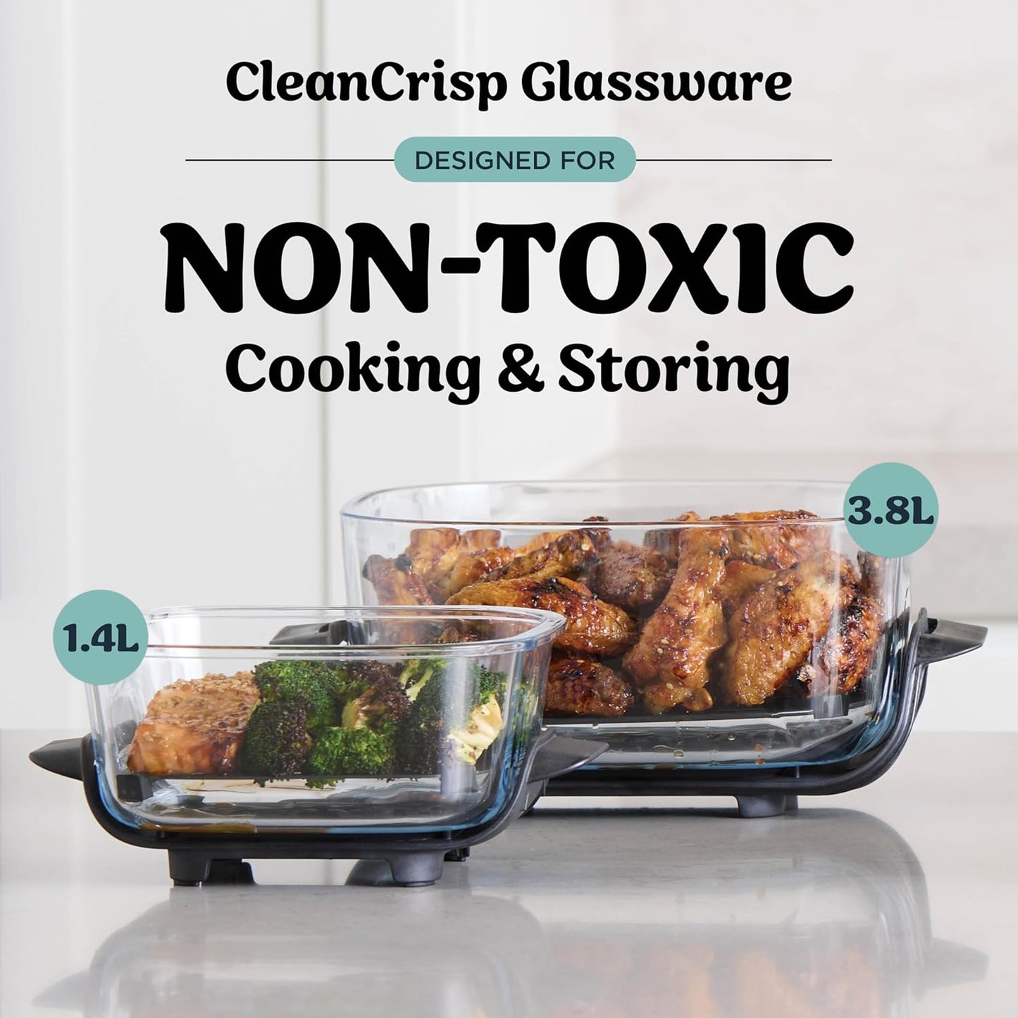 Ninja CRISPi Portable Air Fryer, 3.8L, 4 in 1: Air Fry, Roast, Keep Warm and Recrisp, Space Saving Compact Design, 2x Removable Glass Containers and Lids, 1700W, Cyber Space Blue