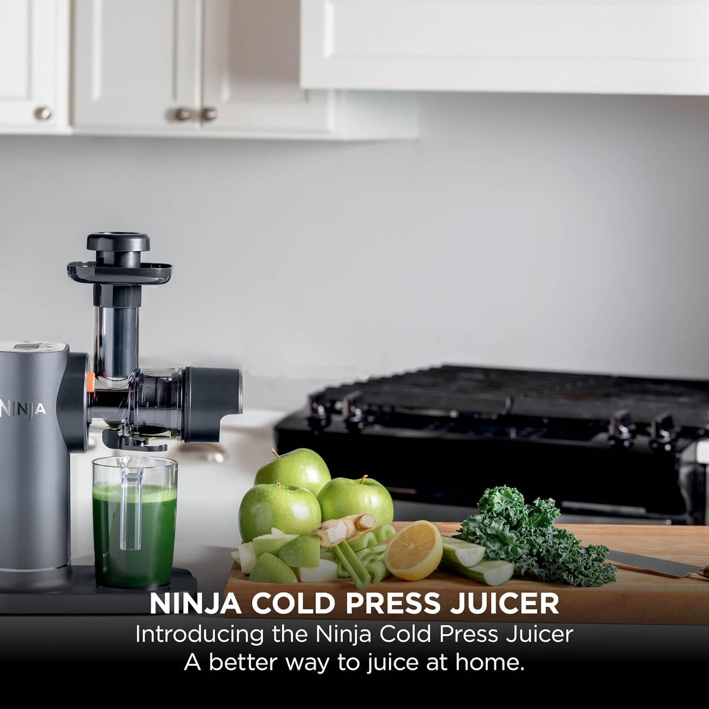 Ninja Cold Press Juicer Machine with 700ml Jug and 1.1L Pulp Container, Make Fresh Juices, Drinks and Wellness Shots, Compact, Dishwasher Safe with Removable Parts