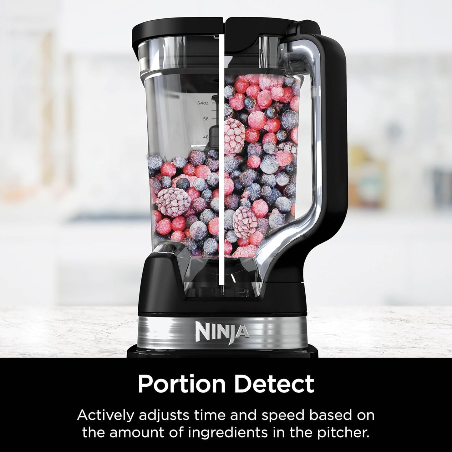 Ninja Detect Power Blender Pro, 1200W with 2L Jug and 1900ml Max Liquid Capacity, Powerful Blender for Smoothies, Chopping Vegetables and Mixing Frozen Drinks, Black
