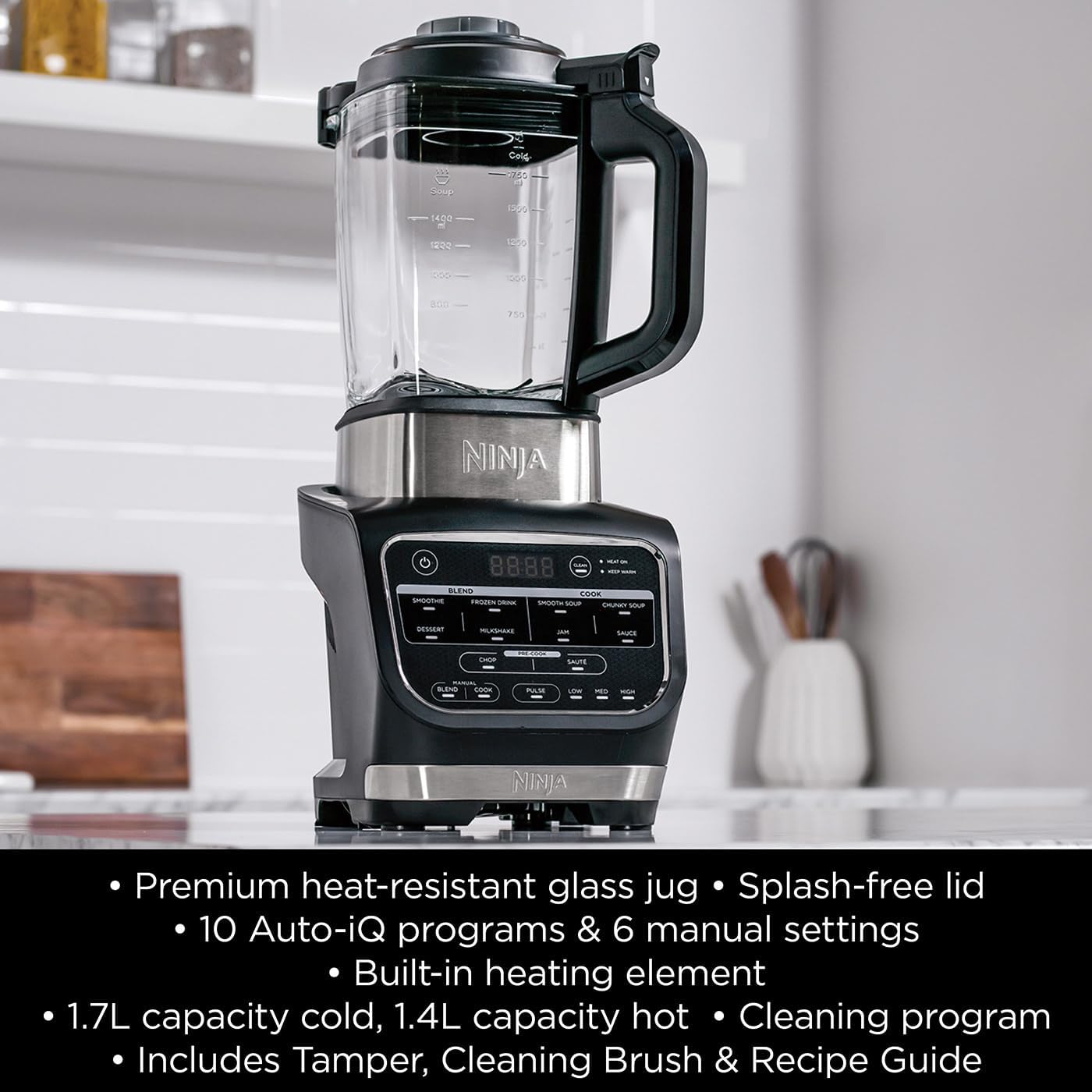 Product Title Ninja Foodi Blender and Soup Maker with 10 Auto-iQ Programs — 1.7L Glass Jug, Hot and Cold Blending, Built-In Heating Element