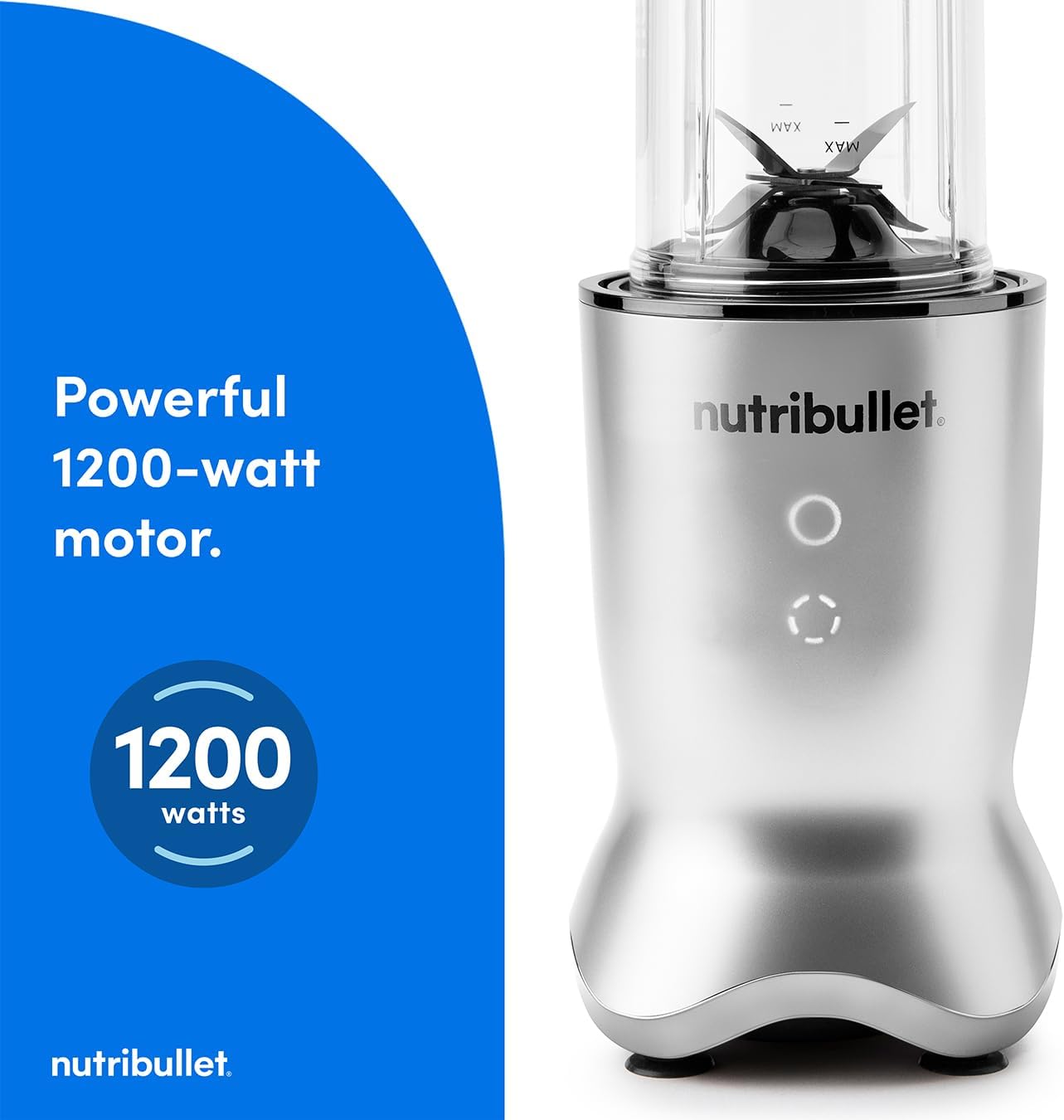 Nutribullet Ultra 1200W Personal Blender, Silver, with Rapid Extractor Blade, 900ml Cup, To Go Lid and Guide, Quiet Yet Powerful Single Serve Blender