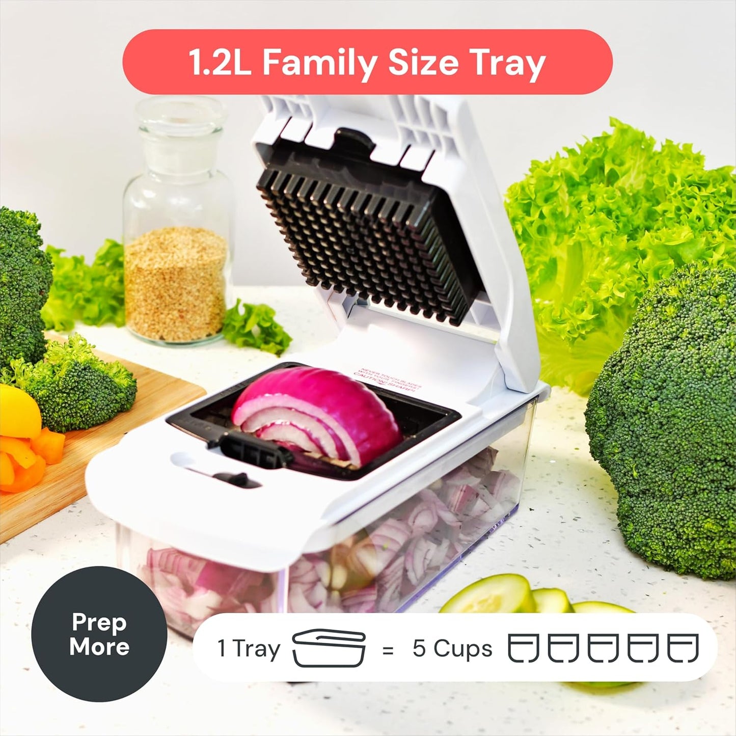 Fullstar PRO Original Vegetable Chopper and Spiraliser with 4 Stainless Steel Blades, Dicer and Veg Cutter, BPA Free and Dishwasher Safe