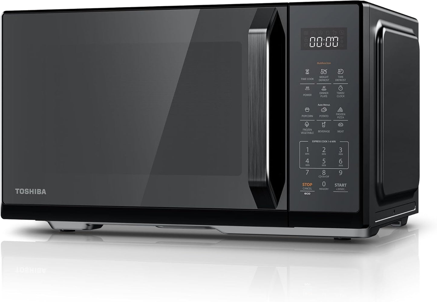 Toshiba Black Mirror Microwave 900w 23L Microwave Oven with Digital Display, Solo, Auto Defrost, One-Touch Express Cook with 11 Power Levels