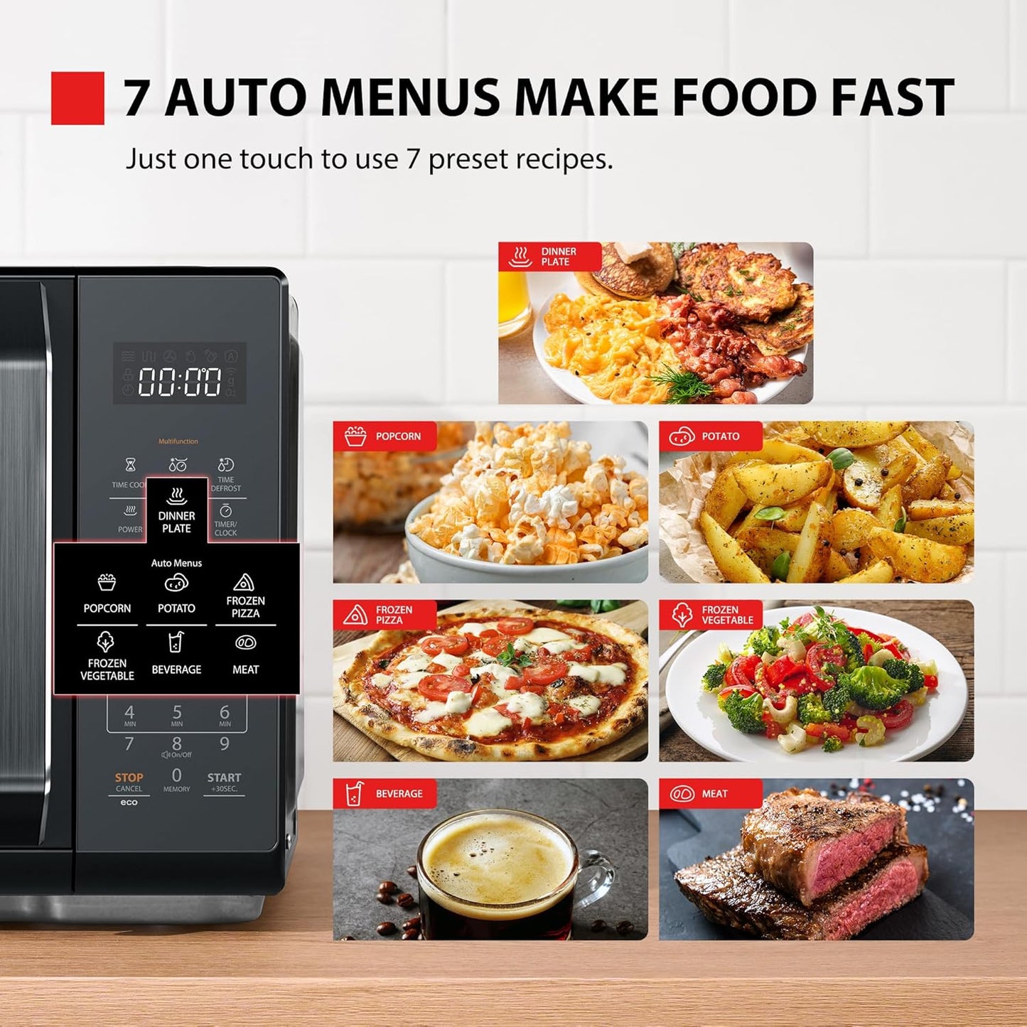 Toshiba Black Mirror Microwave 900w 23L Microwave Oven with Digital Display, Solo, Auto Defrost, One-Touch Express Cook with 11 Power Levels