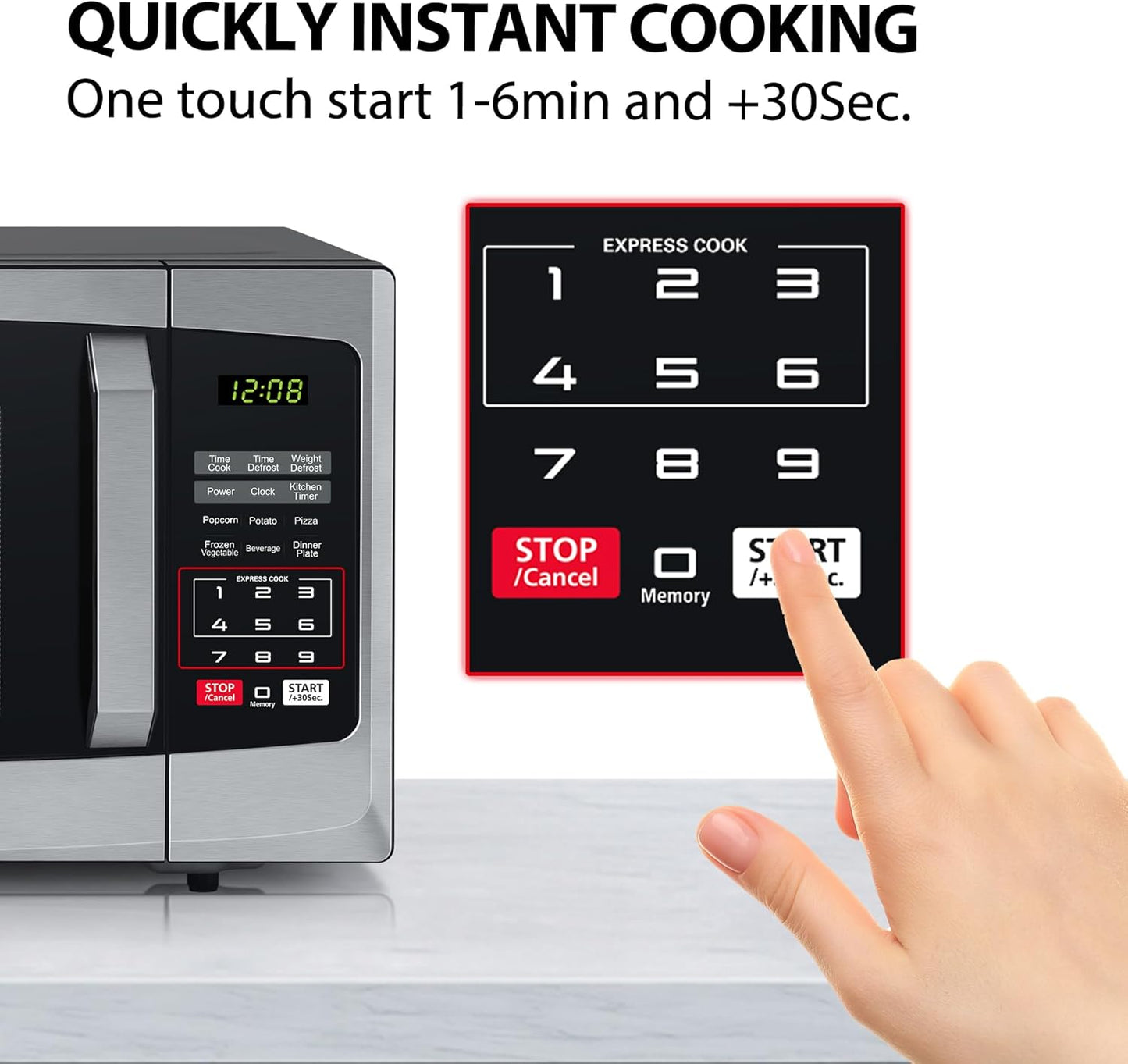 Toshiba 800W 23L Microwave Oven with Digital Display, Auto Defrost, One Touch Express Cook, 6 Pre-Programmed Auto Cook Settings and Easy Clean, Stainless Steel Door Handle